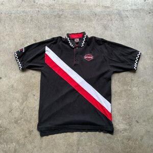 Harley-Davidson Men's Black Polo with Red and White Accents